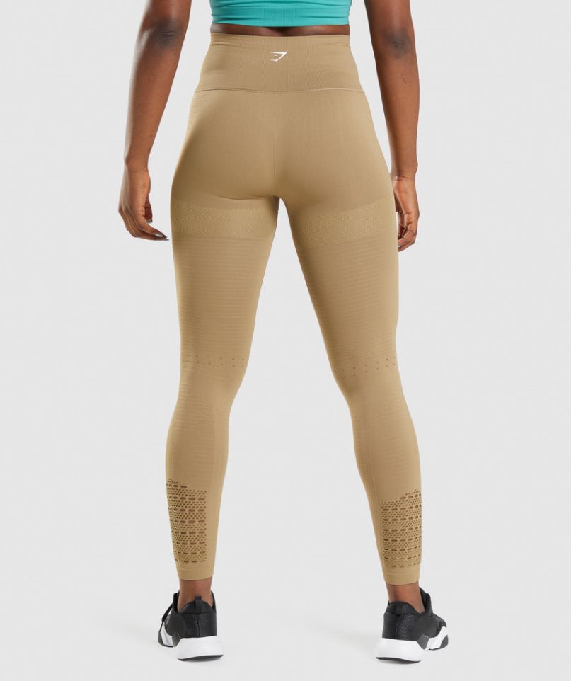 Women's Gymshark Energy Seamless Leggings Light Brown | CA 3A17D6